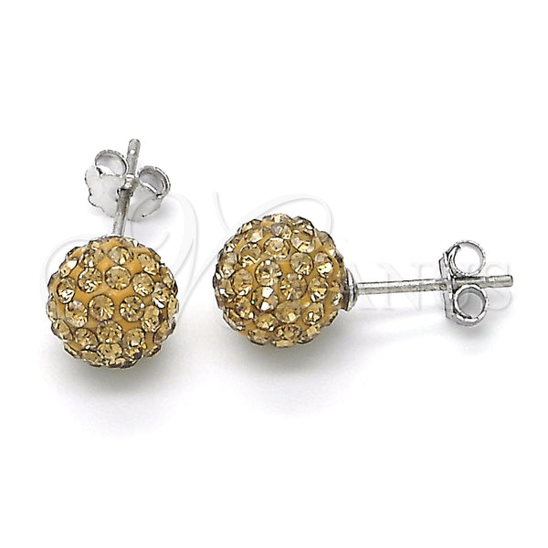 Sterling Silver Ring — Stud Earring with Light Brown Crystal Polished 02. — main product view — SKU 122878 | Plata 925 anillo — Stud Earring with Light Brown cristal pulido 02. — SKU 122878