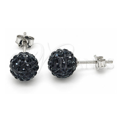 Sterling Silver Stud Earring, with Black Crystal, Polished, Rhodium Finish, 02.332.0042.3 for wholesale, main product view