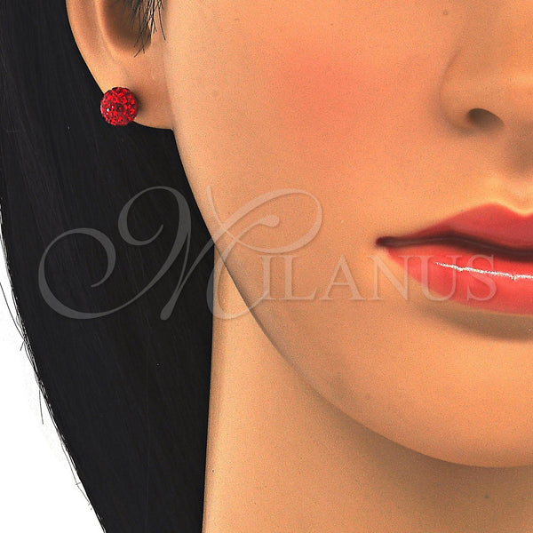 Sterling Silver Ring — Stud Earring with Garnet Crystal Polished 02. — alternate product view — SKU 122882 | Plata 925 anillo — Stud Earring with Garnet cristal pulido 02. — SKU 122882