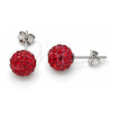 Sterling Silver Stud Earring, with Garnet Crystal, Polished, Rhodium Finish, 02.332.0042.5