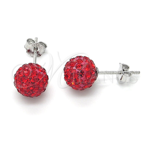 Sterling Silver Stud Earring, with Garnet Crystal, Polished, Rhodium Finish, 02.332.0042.5