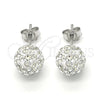 Sterling Silver Stud Earring, with White Crystal, Polished, Rhodium Finish, 02.332.0042.6