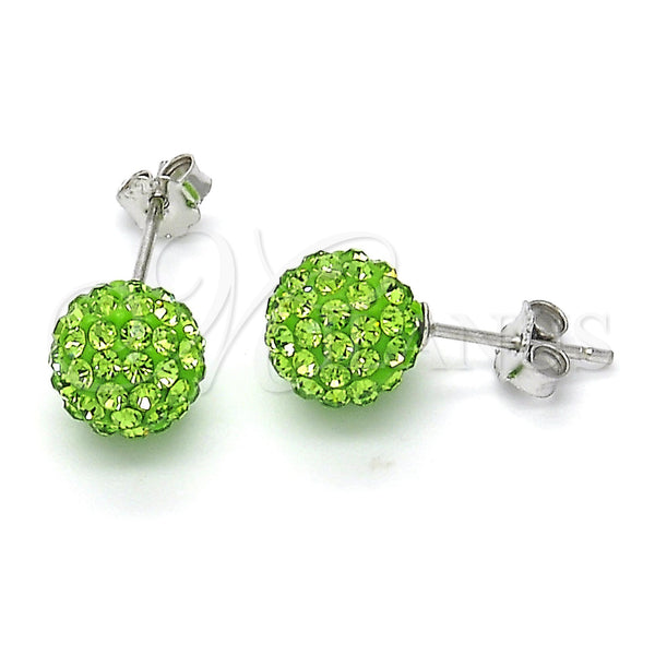 Sterling Silver Ring — Stud Earring with Light Green Crystal Polished 02. — main product view — SKU 122886 | Plata 925 anillo — Stud Earring with Light Green cristal pulido 02. — SKU 122886