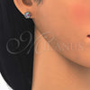 Sterling Silver Stud Earring, with Multicolor Crystal, Polished, Rhodium Finish, 02.332.0042.10