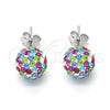 Sterling Silver Stud Earring, with Multicolor Crystal, Polished, Rhodium Finish, 02.332.0042.10