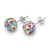 Sterling Silver Stud Earring, with Multicolor Crystal, Polished, Rhodium Finish, 02.332.0042.10