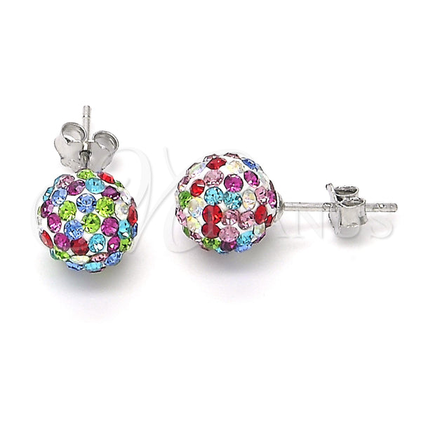 Sterling Silver Ring — Stud Earring with Multicolor Crystal Polished 02. — main product view — SKU 122887 | Plata 925 anillo — Stud Earring with Multicolor cristal pulido 02. — SKU 122887