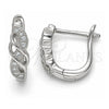 Sterling Silver Huggie Hoop, with White Micro Pave, Polished, Rhodium Finish, 02.332.0003.12