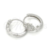 Sterling Silver Huggie Hoop, Turtle Design, with White Micro Pave and White Cubic Zirconia, Polished, Rhodium Finish, 02.332.0008.15