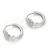 Sterling Silver Huggie Hoop, Turtle Design, with White Micro Pave and White Cubic Zirconia, Polished, Rhodium Finish, 02.332.0008.15
