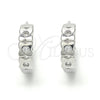 Sterling Silver Huggie Hoop, with White Cubic Zirconia, Polished, Rhodium Finish, 02.332.0009.15