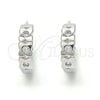 Sterling Silver Huggie Hoop, with White Cubic Zirconia, Polished, Rhodium Finish, 02.332.0009.15
