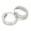 Sterling Silver Huggie Hoop, with White Cubic Zirconia, Polished, Rhodium Finish, 02.332.0009.15