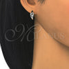 Sterling Silver Huggie Hoop, Heart Design, with White Micro Pave, Polished, Rhodium Finish, 02.332.0012.15