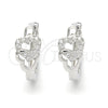 Sterling Silver Huggie Hoop, Heart Design, with White Micro Pave, Polished, Rhodium Finish, 02.332.0012.15