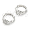 Sterling Silver Huggie Hoop, Heart Design, with White Micro Pave, Polished, Rhodium Finish, 02.332.0012.15