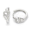 Sterling Silver Huggie Hoop, Heart Design, with White Micro Pave, Polished, Rhodium Finish, 02.332.0012.15