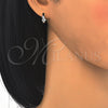 Sterling Silver Huggie Hoop, with White Micro Pave, Polished, Rhodium Finish, 02.332.0020.12