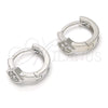 Sterling Silver Huggie Hoop, with White Micro Pave, Polished, Rhodium Finish, 02.332.0020.12