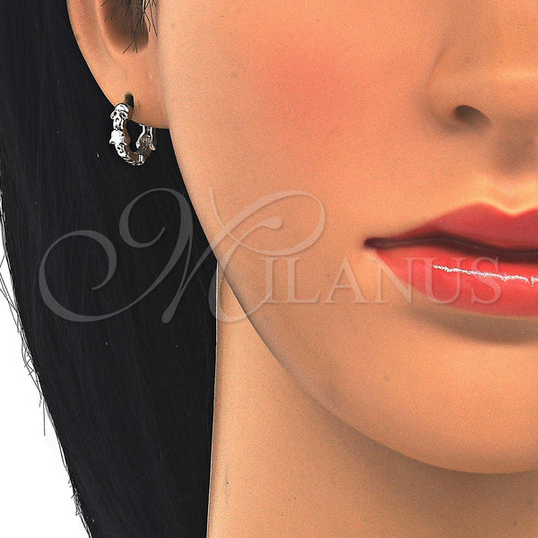 Sterling Silver Hoop Earrings — Huggie Hoop Skull Design Polished 02. — alternate product view — SKU 122912 | Plata 925 aretes de aro — Huggie Hoop Skull diseño pulido 02. — SKU 122912