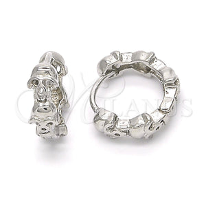 Sterling Silver Hoop Earrings — Huggie Hoop Skull Design Polished 02. — main product view — SKU 122912 | Plata 925 aretes de aro — Huggie Hoop Skull diseño pulido 02. — SKU 122912