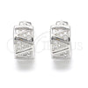 Sterling Silver Huggie Hoop, with White Micro Pave, Polished, Rhodium Finish, 02.332.0030.12