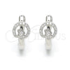 Sterling Silver Huggie Hoop, Heart Design, with White Micro Pave, Polished, Rhodium Finish, 02.332.0035.12