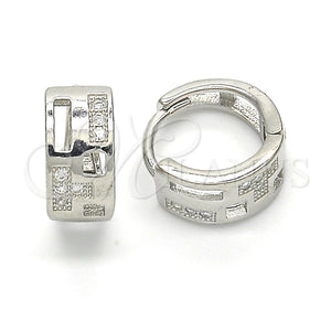 Sterling Silver Hoop Earrings — Huggie Hoop with White Micro Pave Polished 02. — main product view — SKU 122926 | Plata 925 aretes de aro — Huggie Hoop with blanco Micro Pave pulido 02. — SKU 122926