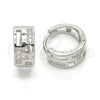 Sterling Silver Huggie Hoop, with White Micro Pave, Polished, Rhodium Finish, 02.332.0039.12