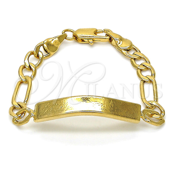 Oro Laminado ID Bracelet, Gold Filled Style Polished, Golden Finish, 03.334.0001.04 (04 MM Thickness, 4 Inches Length)