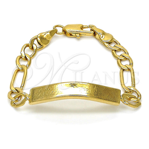 Oro Laminado ID Bracelet, Gold Filled Style Polished, Golden Finish, 03.334.0001.04 (04 MM Thickness, 4 Inches Length)