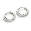 Sterling Silver Huggie Hoop, with White Cubic Zirconia, Polished, Rhodium Finish, 02.175.0137.15