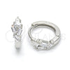 Sterling Silver Huggie Hoop, with White Cubic Zirconia, Polished, Rhodium Finish, 02.175.0137.15