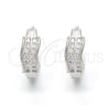 Sterling Silver Huggie Hoop, with White Micro Pave, Polished, Rhodium Finish, 02.175.0141.15