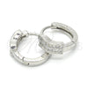 Sterling Silver Huggie Hoop, with White Micro Pave, Polished, Rhodium Finish, 02.175.0141.15