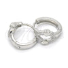 Sterling Silver Huggie Hoop, Heart Design, with White Micro Pave, Polished, Rhodium Finish, 02.175.0144.15