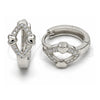 Sterling Silver Huggie Hoop, Heart Design, with White Micro Pave, Polished, Rhodium Finish, 02.175.0144.15