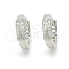 Sterling Silver Huggie Hoop, with White Micro Pave, Polished, Rhodium Finish, 02.175.0142.15
