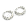 Sterling Silver Huggie Hoop, with White Micro Pave, Polished, Rhodium Finish, 02.175.0142.15