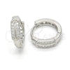 Sterling Silver Huggie Hoop, with White Micro Pave, Polished, Rhodium Finish, 02.175.0142.15