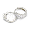 Sterling Silver Huggie Hoop, with White Cubic Zirconia, Polished, Rhodium Finish, 02.175.0146.15