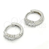 Sterling Silver Huggie Hoop, with White Cubic Zirconia, Polished, Rhodium Finish, 02.175.0146.15