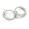 Sterling Silver Huggie Hoop, with White Cubic Zirconia, Polished, Rhodium Finish, 02.175.0148.15