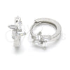 Sterling Silver Huggie Hoop, with White Cubic Zirconia, Polished, Rhodium Finish, 02.175.0148.15
