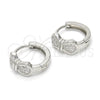 Sterling Silver Huggie Hoop, with White Micro Pave, Polished, Rhodium Finish, 02.175.0150.15