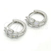 Sterling Silver Huggie Hoop, with White Cubic Zirconia, Polished, Rhodium Finish, 02.175.0151.15