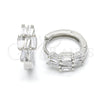 Sterling Silver Huggie Hoop, with White Cubic Zirconia, Polished, Rhodium Finish, 02.175.0151.15