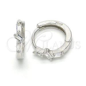 Sterling Silver Hoop Earrings — Huggie Hoop with White Cubic Zirconia Polished 02. — main product view — SKU 122956 | Plata 925 aretes de aro — Huggie Hoop with blanco Cubic Zirconia pulido 02. — SKU 122956