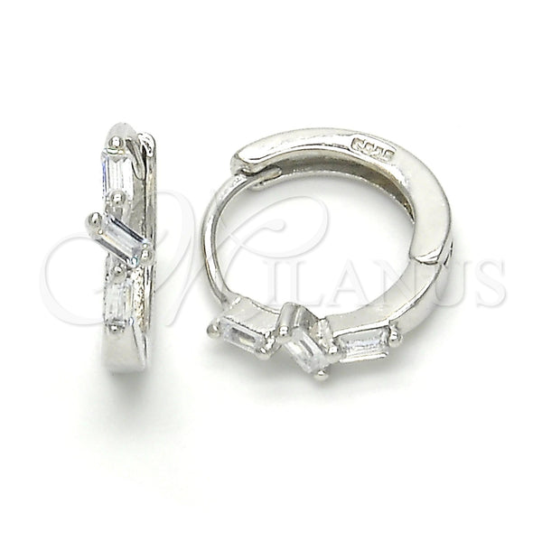 Sterling Silver Hoop Earrings — Huggie Hoop with White Cubic Zirconia Polished 02. — main product view — SKU 122956 | Plata 925 aretes de aro — Huggie Hoop with blanco Cubic Zirconia pulido 02. — SKU 122956