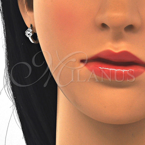 Sterling Silver Hoop Earrings — Huggie Hoop with White Cubic Zirconia Polished 02. — alternate product view — SKU 122957 | Plata 925 aretes de aro — Huggie Hoop with blanco Cubic Zirconia pulido 02. — SKU 122957